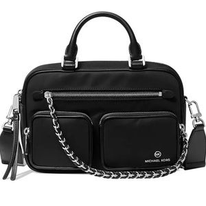 Michael Kors Elliott Nylon Messenger Bag Black/Silver